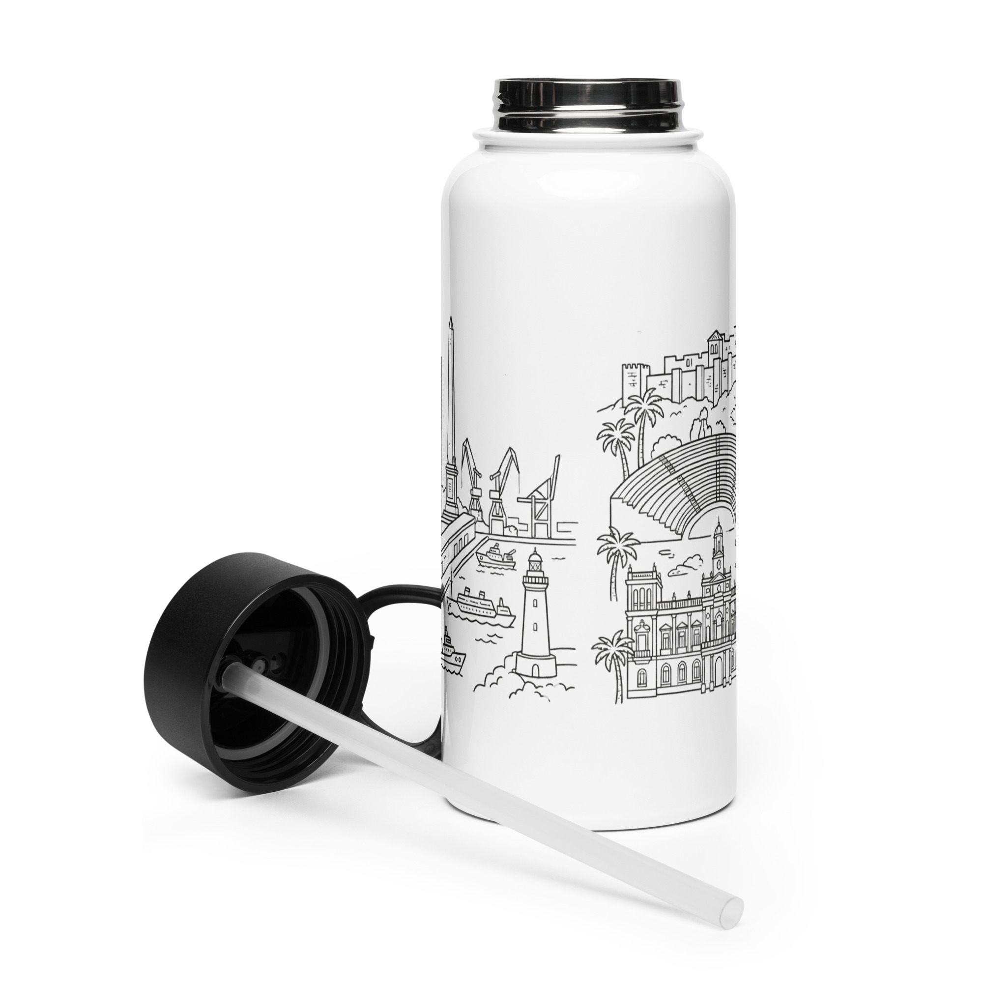 Botella de acero inoxidable con tapa de pajita Málaga - Imagen 5