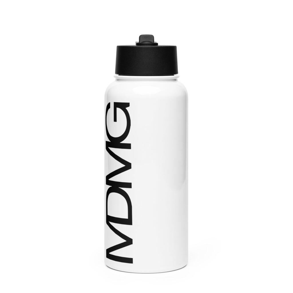 Botella de acero inoxidable con tapa de pajita MDMG blanco
