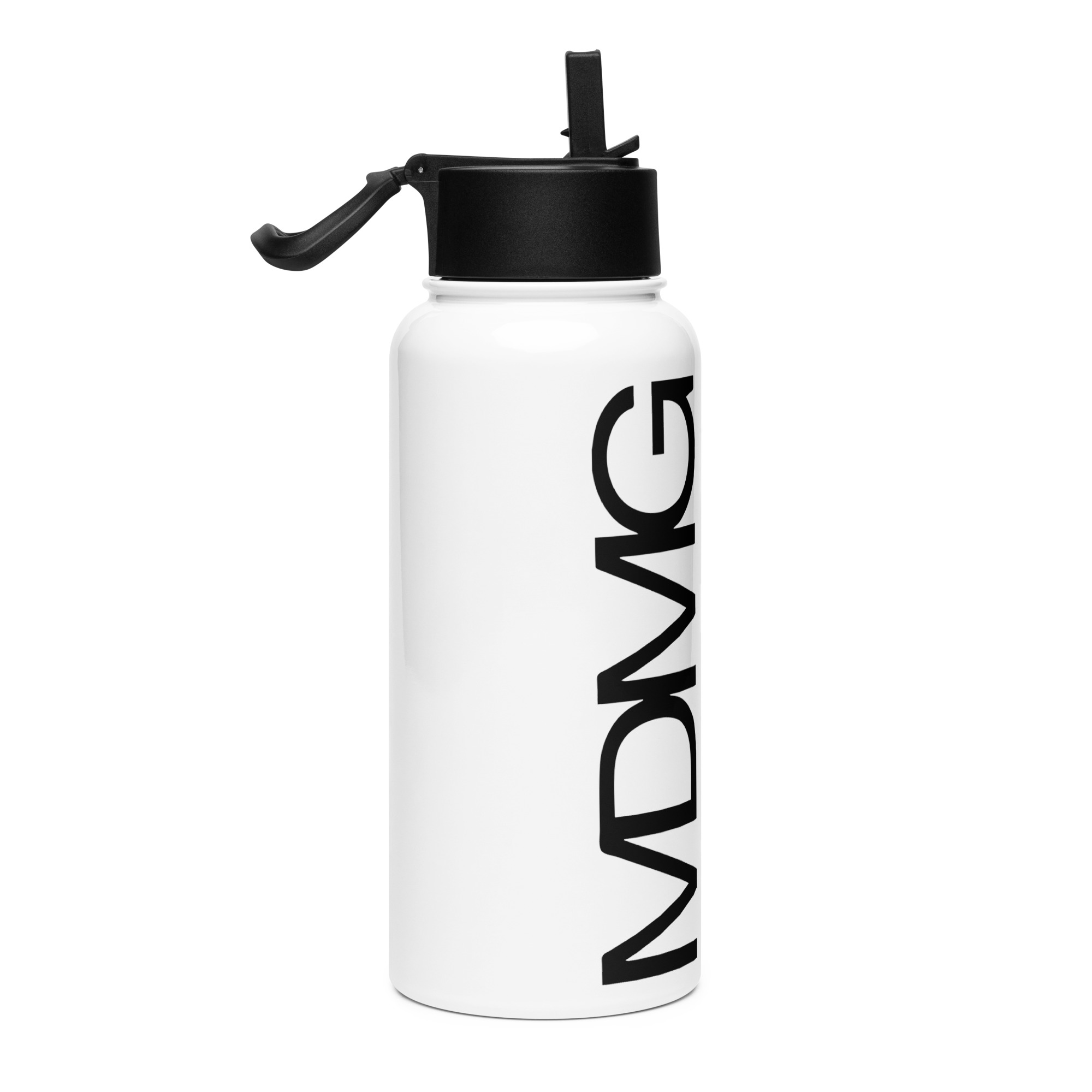 Botella de acero inoxidable con tapa de pajita MDMG blanco - Imagen 4
